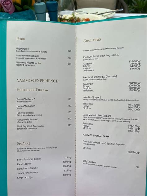nammos dubai menu